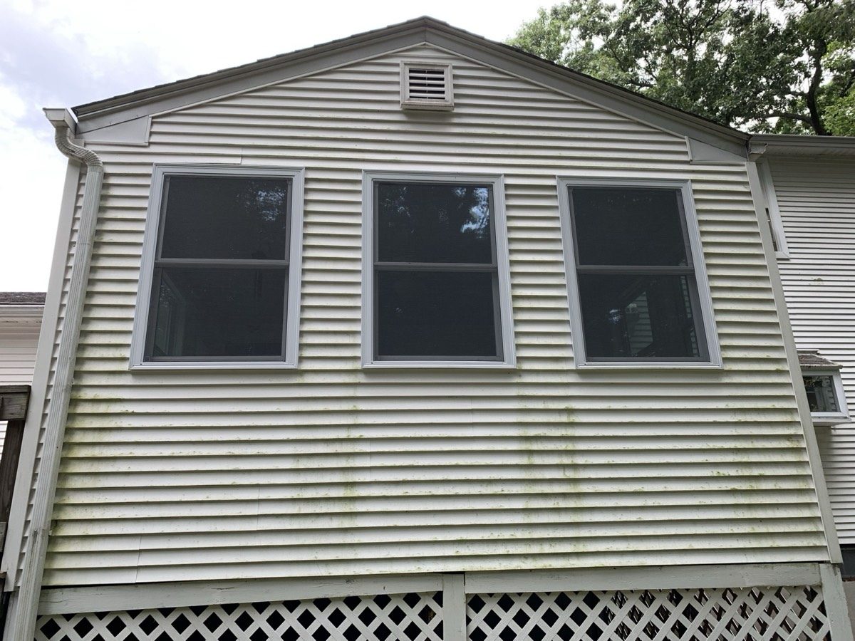 House siding before washing